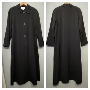 Vintage Worthington Trench Coat Womens Size 10 Black Long Classic Dark Longline